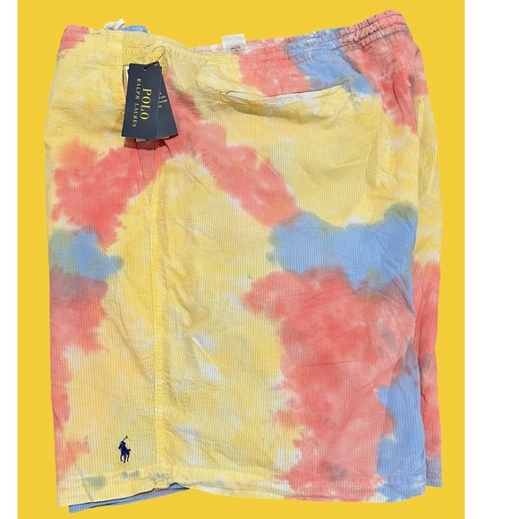 Polo Ralph Lauren Men's Tie-Dye Cotton Corduroy Drawstring Shorts Size 4XLT NWT - Picture 3 of 7